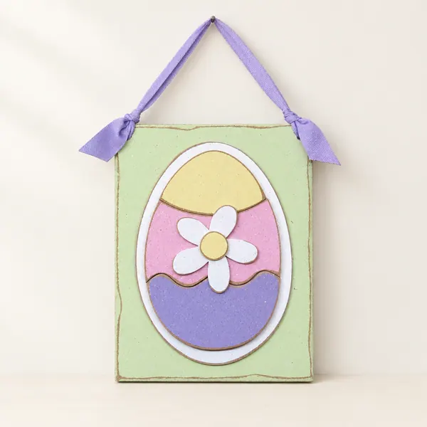 Handcrafted Easter Egg Decor, Daisy Accent, Spring Wall Hanging