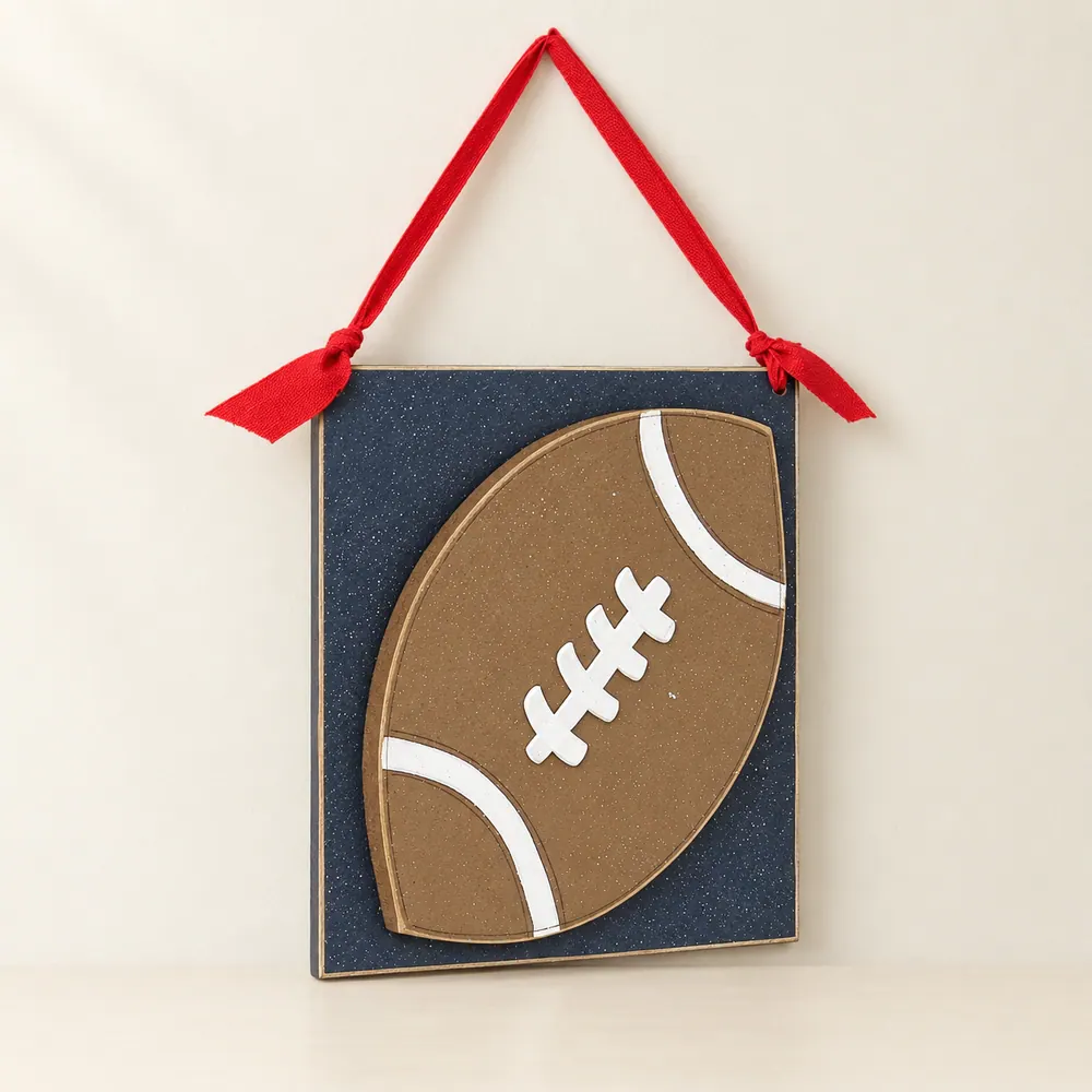 Handcrafted Football Wall Decor, Boy's Room Art, 10 inch — handmade wooden decor, photo 1