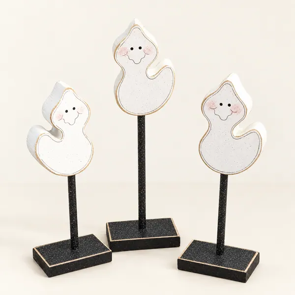 Handcrafted Halloween Ghost Block Set, Fall Home Decor