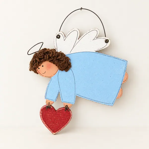 Handcrafted Hanging Angel with Heart, Holiday Decor