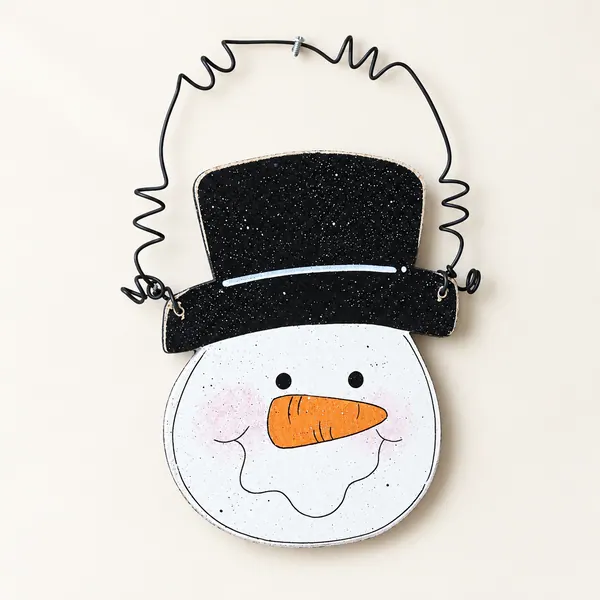 Handcrafted Hanging Snowman Head, Winter Holiday Decor