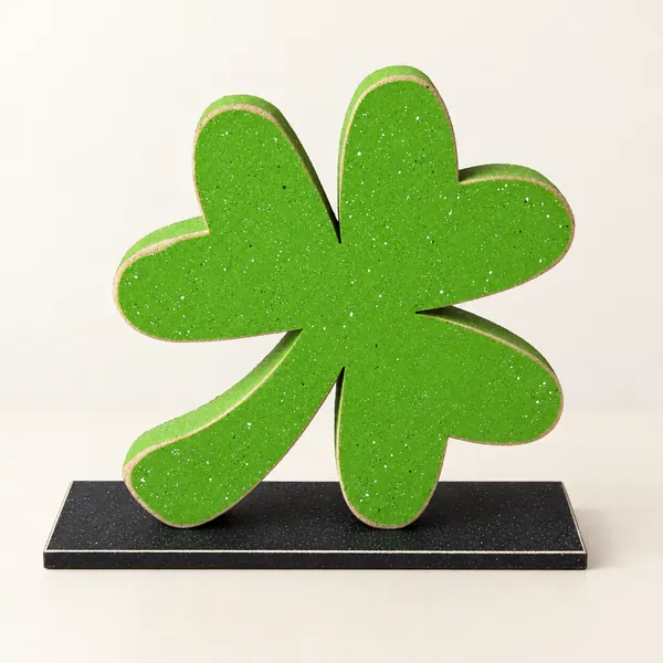 Handcrafted Lime Green Clover Block, St. Patrick's Day Decor