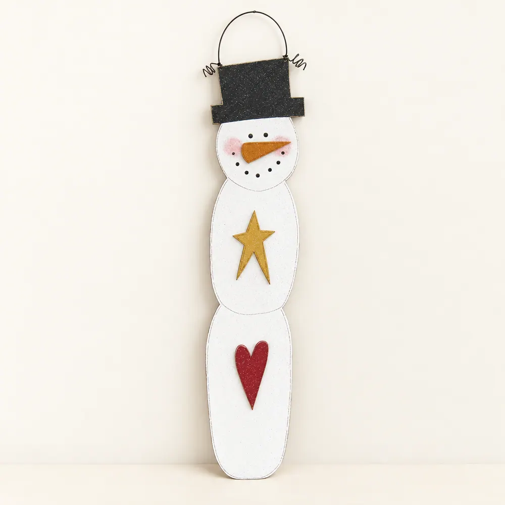 Handcrafted Long Hanging Snowman, Winter Door Decor — handmade wooden decor, photo 1