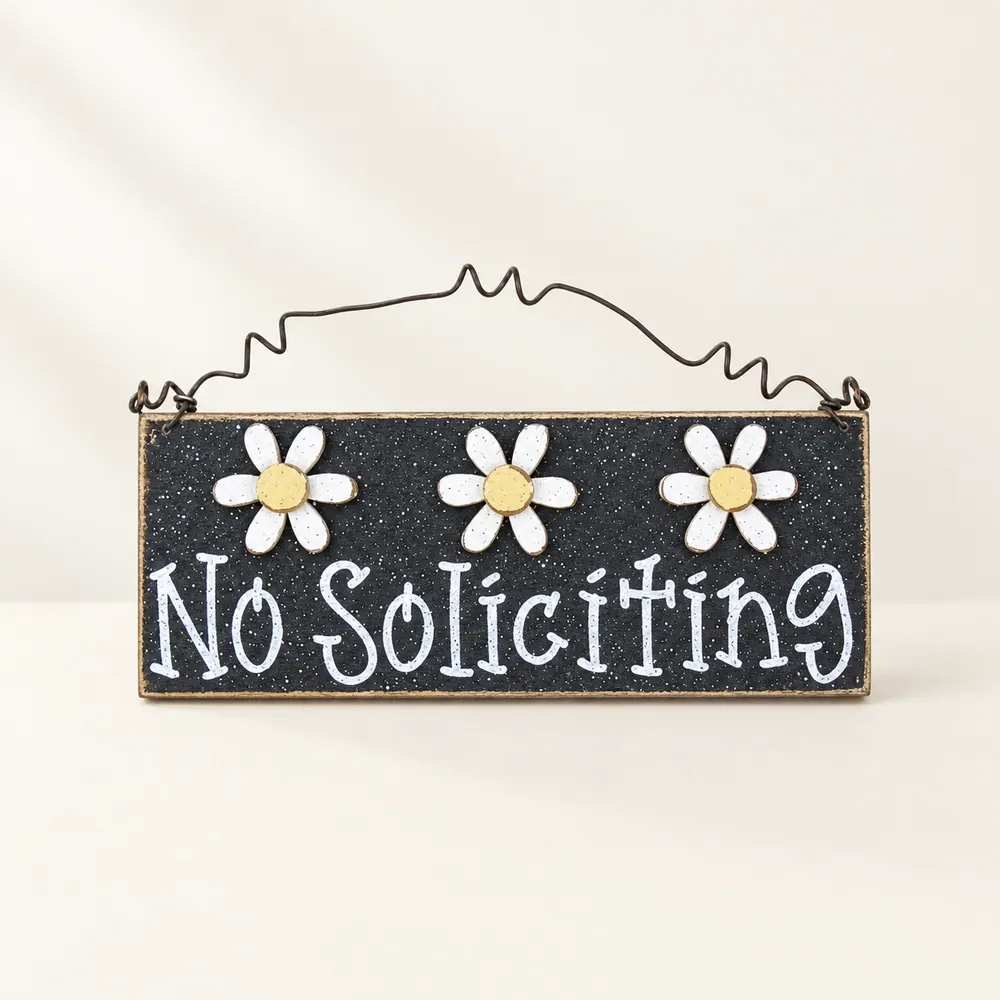 Handcrafted No Soliciting Daisy Sign – Home or Office Decor — handmade wooden decor, photo 1
