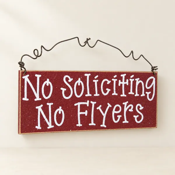 Handcrafted No Soliciting Sign – Barn Red Hanging Door Sign