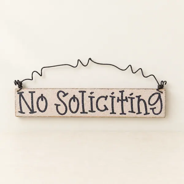 Handcrafted No Soliciting Sign - Beige Hanging Sign