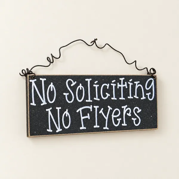 Handcrafted No Soliciting Sign – Black Hanging Sign – Style 1