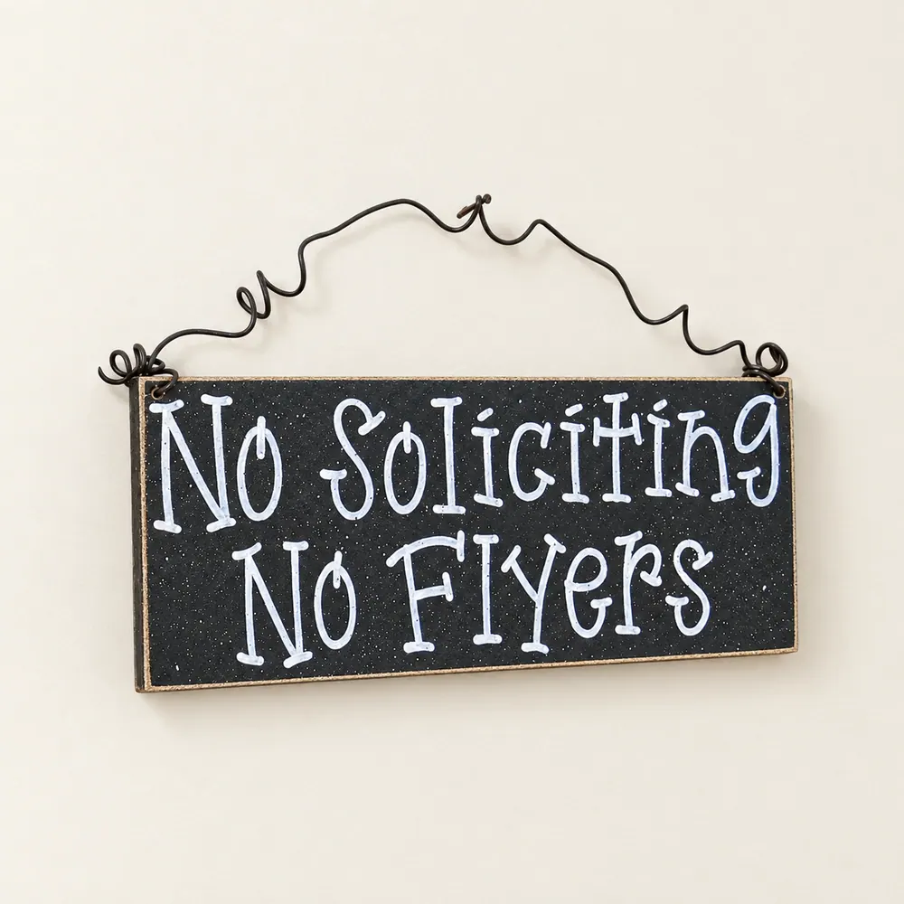 Handcrafted No Soliciting Sign – Black Hanging Sign – Style 1 — handmade wooden decor, photo 1
