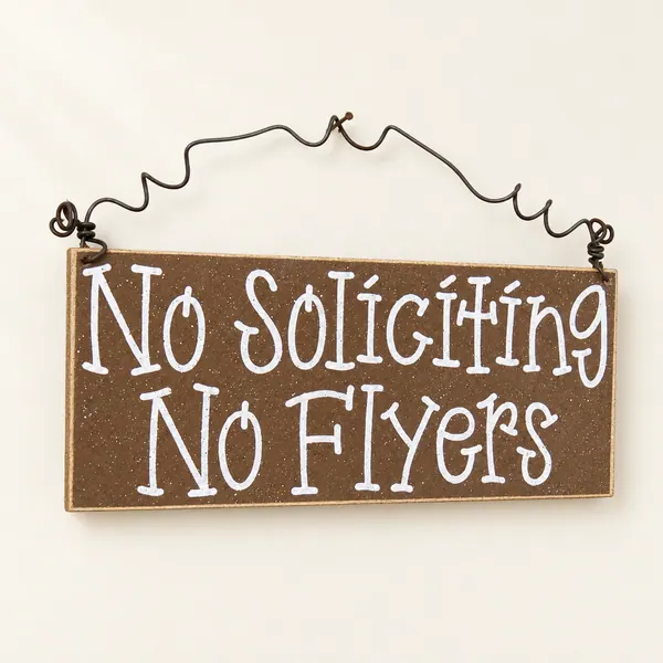 Handcrafted No Soliciting Sign – Brown Hanging Door Sign
