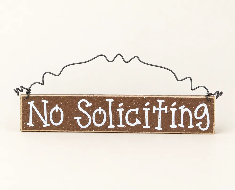 Handcrafted No Soliciting Sign - Brown Hanging Home/Office Decor — handmade wooden decor, photo 1