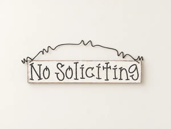 Handcrafted No Soliciting Sign – Cream Hanging Sign