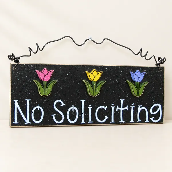 Handcrafted No Soliciting Sign – Floral Tulip Design