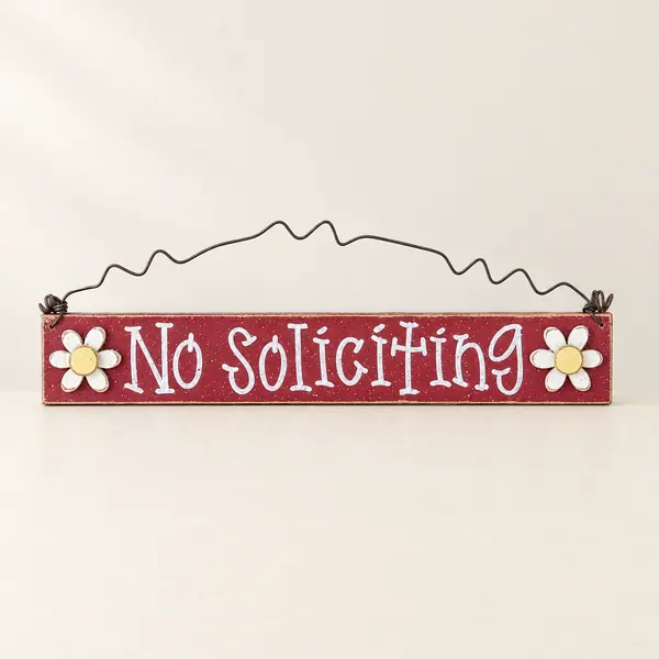 Handcrafted No Soliciting Sign – Rustic Daisy Accent