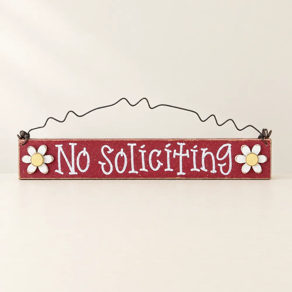Handcrafted No Soliciting Sign – Rustic Daisy Accent — handmade wooden decor, photo 1