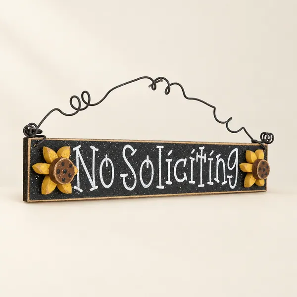 Handcrafted No Soliciting Sign with Sunflowers