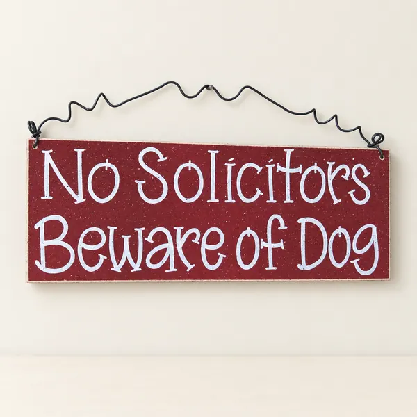 Handcrafted 'No Solicitors, Beware of Dog' Sign – Barn Red Home Decor