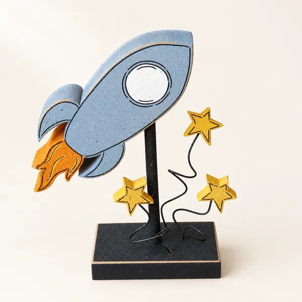 Handcrafted Rocket Ship Decor, Space Theme, Boy Room Decor