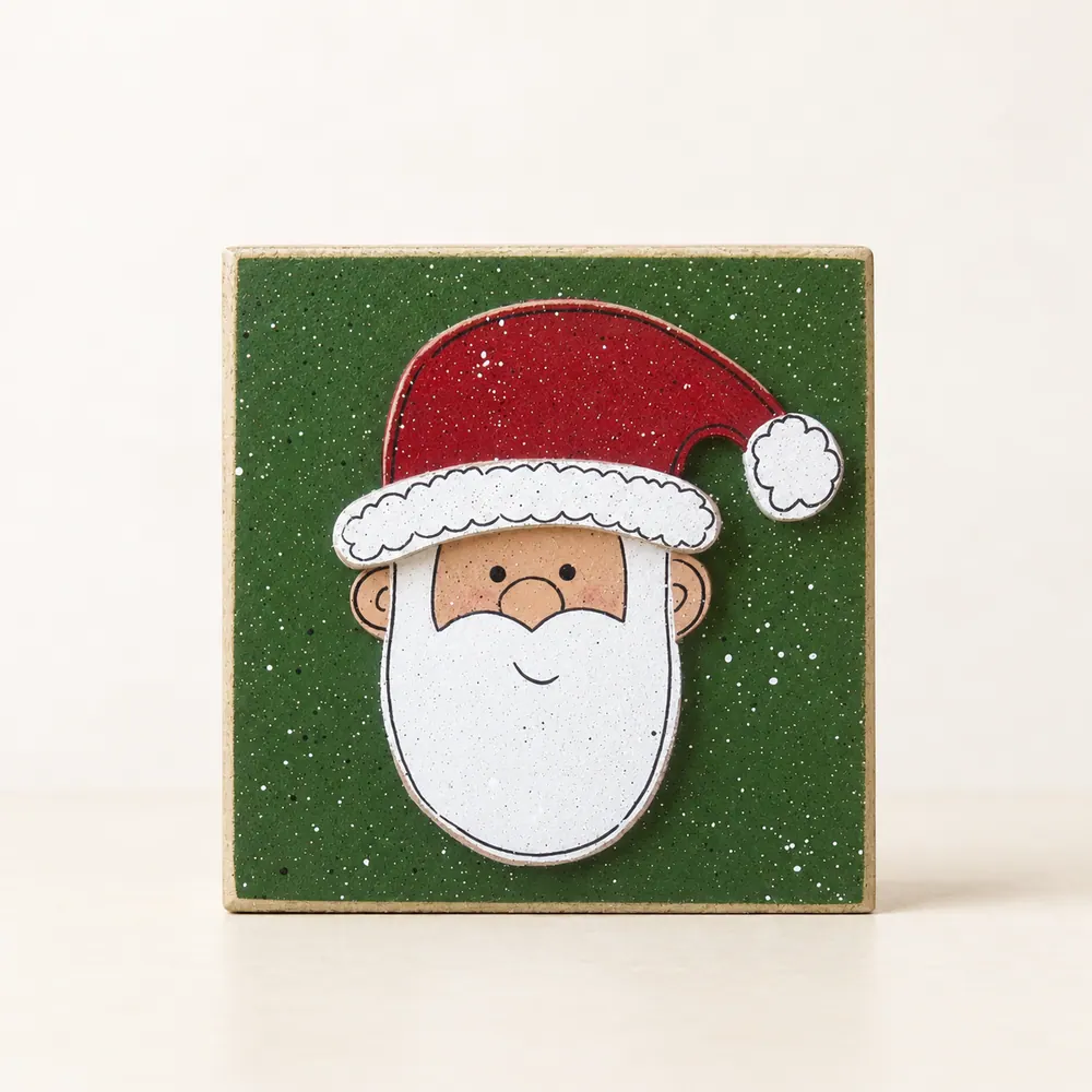 Handcrafted Santa Block, Christmas Shelf Decor — handmade wooden decor, photo 1