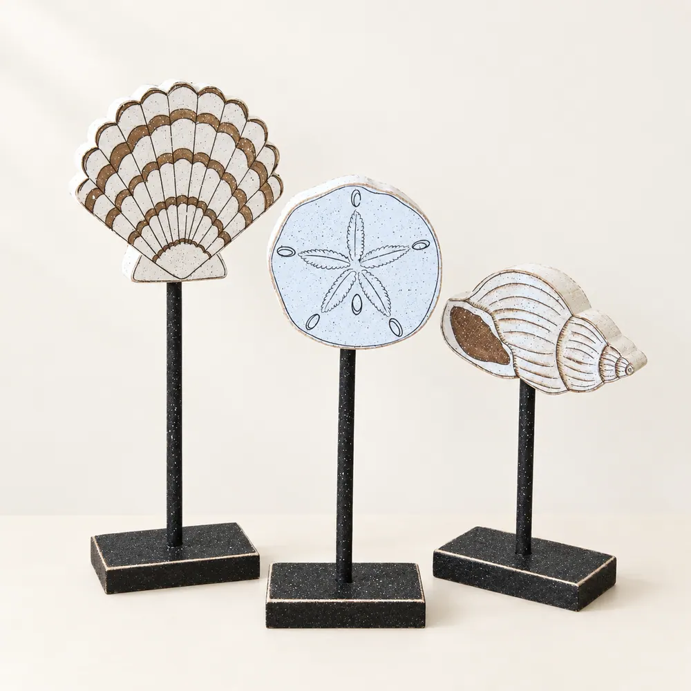 Handcrafted Sea Shell Block Set, Nautical Decor — handmade wooden decor, photo 1
