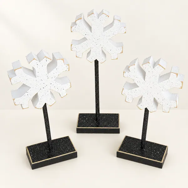 Handcrafted Snowflake Block Set, Winter Home Decor