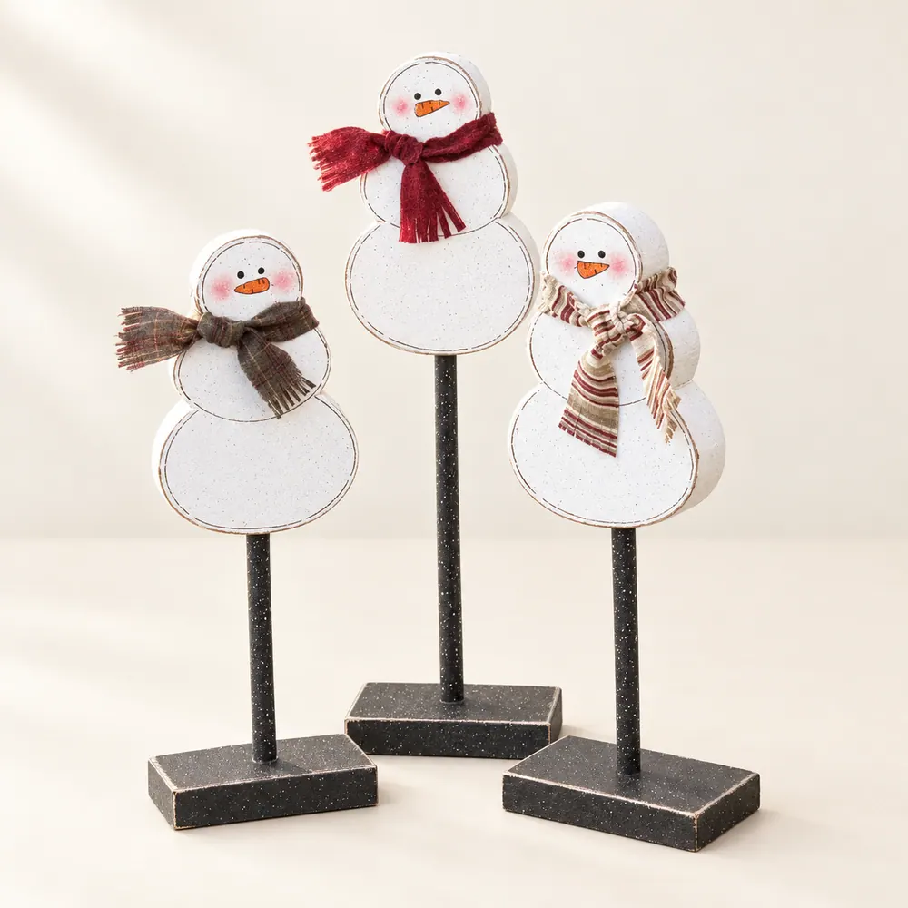 Handcrafted Snowman Block Set, Winter Home Decor – Style 1 — handmade wooden decor, photo 1