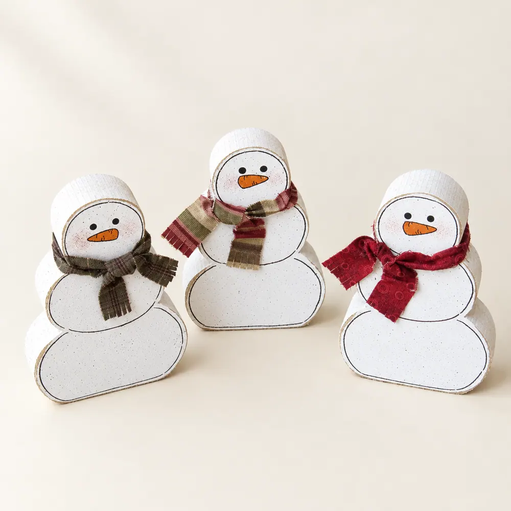 Handcrafted Snowman Block Set, Winter Home Decor – Style 2 — handmade wooden decor, photo 1