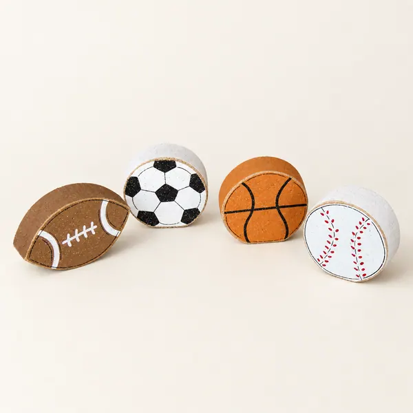 Handcrafted Sports Ball Block Set, USA Made Decor