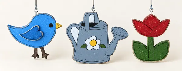 Handcrafted Spring Bird, Tulip, Watering Can Decorations