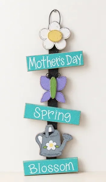 Handcrafted Spring Decor Sign, Mother's Day Gift, Flower Butterfly Watering Can