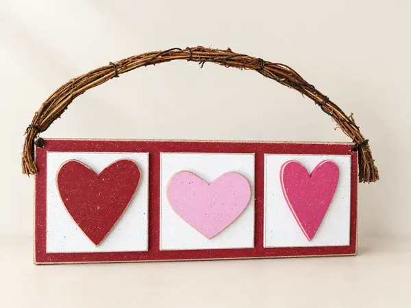 Handcrafted Three Heart Valentine Wall Hanging