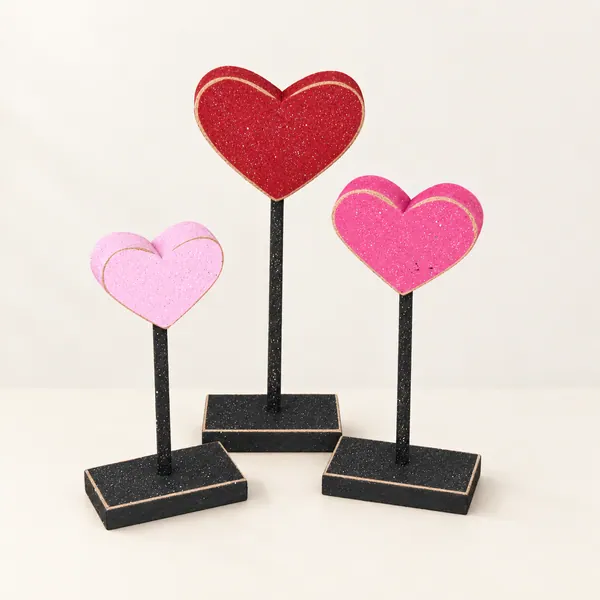 Handcrafted Valentine Heart Block Set, Shelf Decor