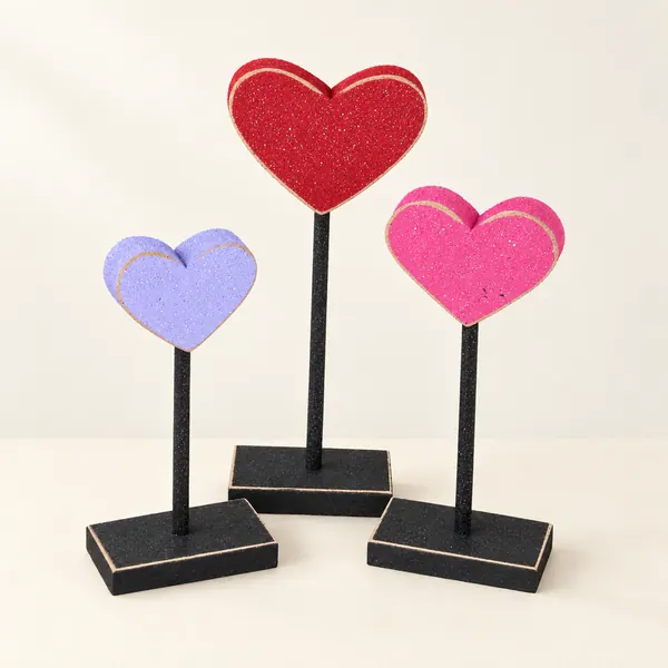 Handcrafted Valentine Heart Block Set, USA Made