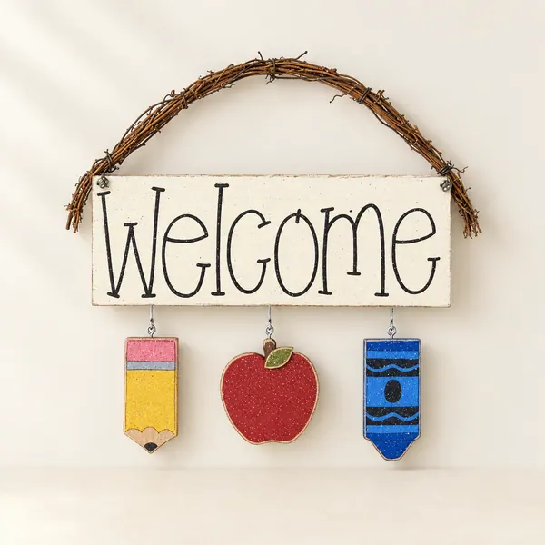 Handcrafted Welcome Sign with Interchangeable Monthly Decor