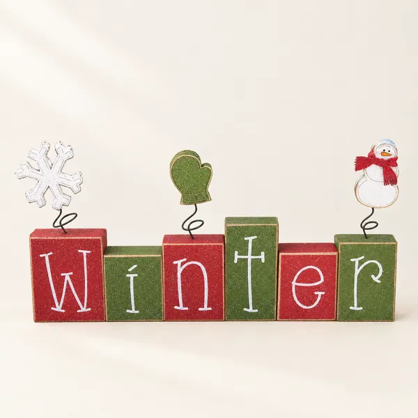 Handcrafted Winter Block Set, Christmas Decor