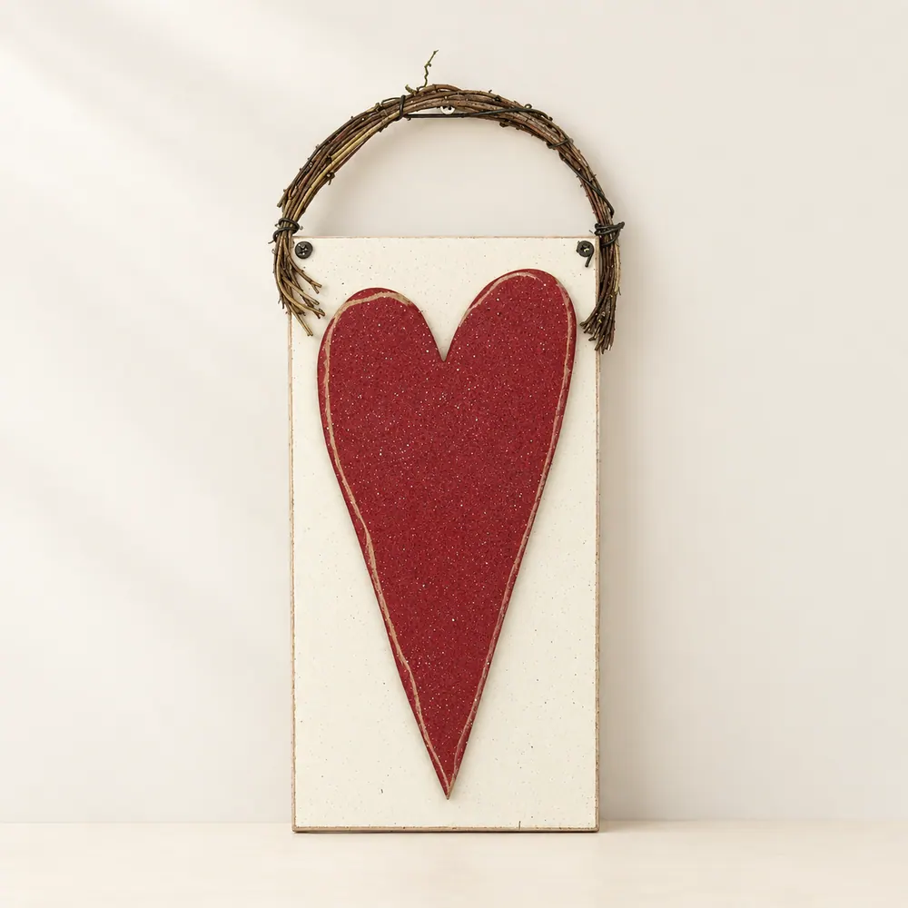 Hanging Heart with cream backer — handmade wooden decor, photo 1
