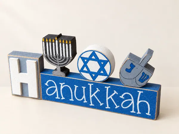 Hanukkah Blocks Set, Menorah, Dreidel, Star of David, Home Decor