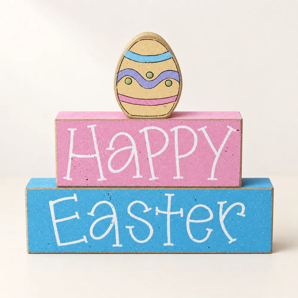 Happy Easter Blocks — handmade wooden decor, photo 1