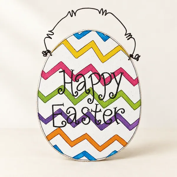 Happy Easter Egg Sign, Handcrafted Spring Decor