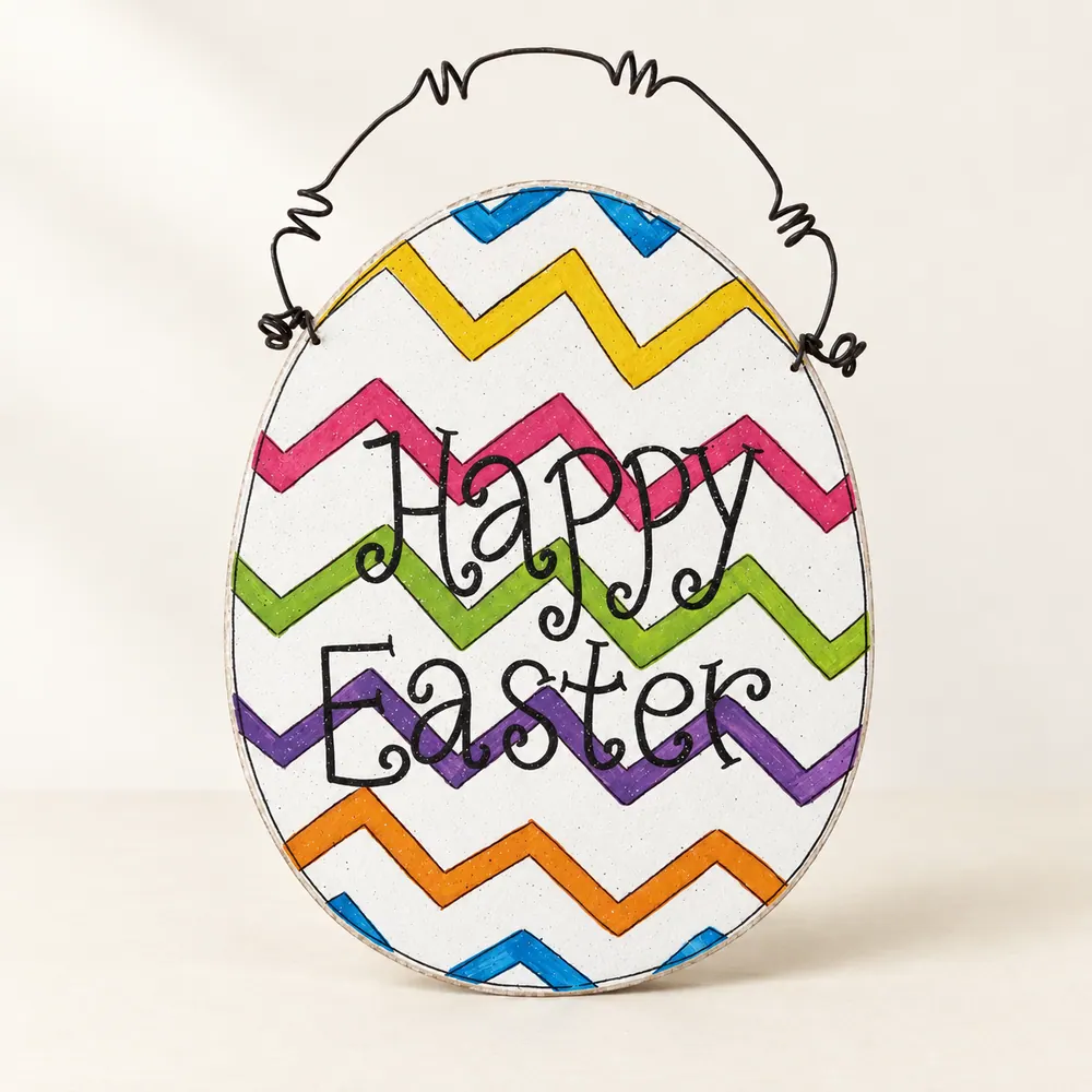 Happy Easter Egg Sign, Handcrafted Spring Decor — handmade wooden decor, photo 1