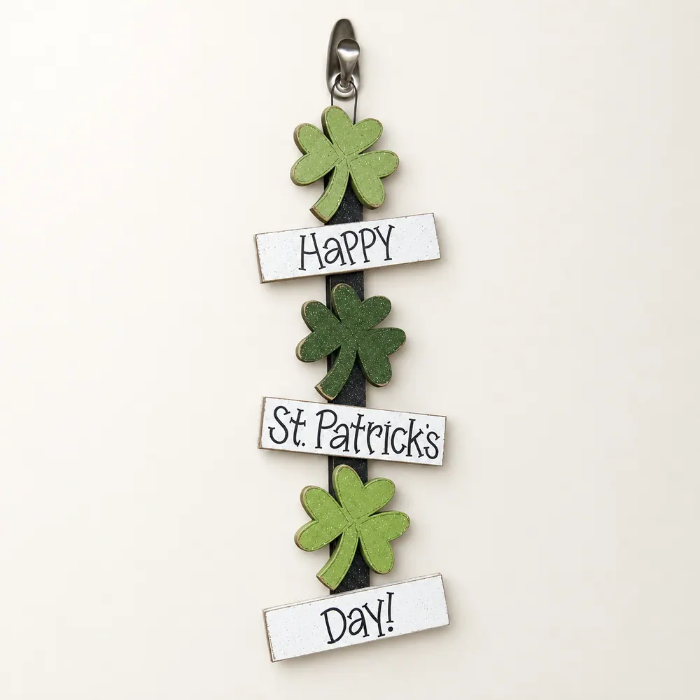 Happy ST. Patricks Day Thoughts, shamrock, clovers wall, door, office, and home decor — handmade wooden decor, photo 1