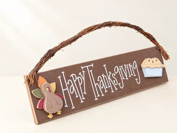 Happy Thanksgiving with a Turkey and Pie sign