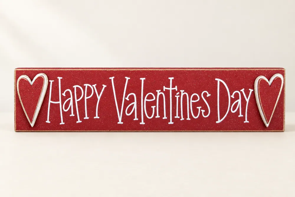 Happy Valentines Block — handmade wooden decor, photo 1