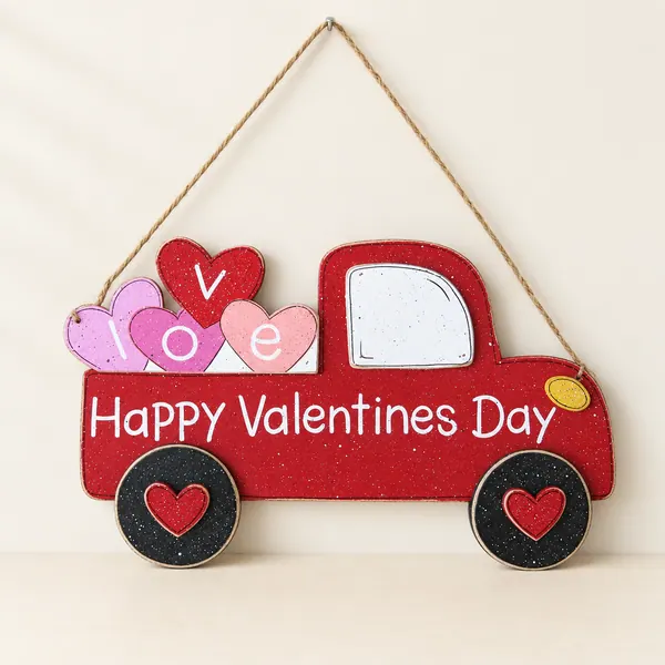 Happy Valentines Day Truck, wall, door hanger, and home decor