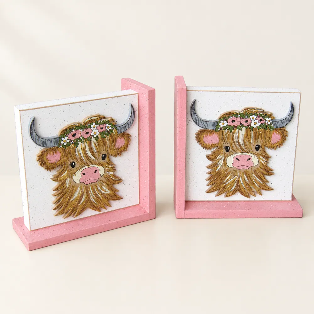 Highland Cow bookends — handmade wooden decor, photo 1