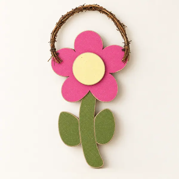 Hot Pink Daisy Wall Decor, Spring Door Hanger, Girl's Room Decor