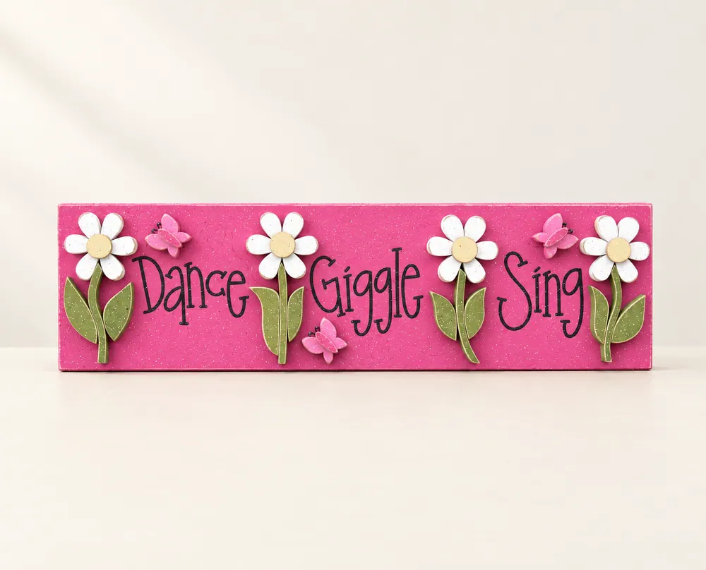 Hot Pink Dance-Giggle-Sing Board — handmade wooden decor, photo 1