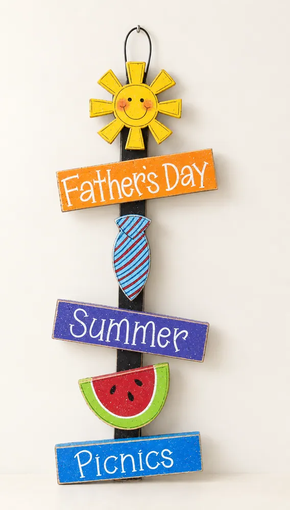 June Thoughts, Father's Day decor, summer, sunshine, wall, door, office, and home decor — handmade wooden decor, photo 1