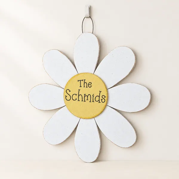 Large 24" Hanging Personalized Daisy door, wall hanging, girl bedroom or home decor