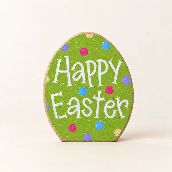 Lime Green Happy Easter Egg Decor, USA Hand Crafted