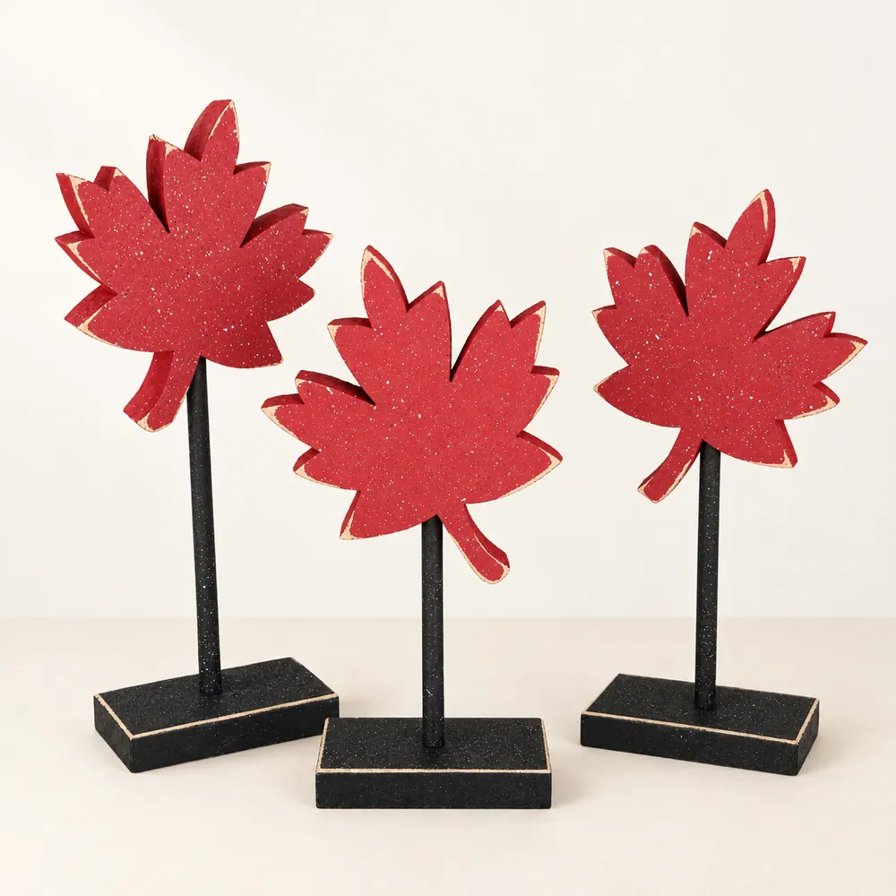 Maple Leaf Block Set, Rustic Fall Decor, Canada Day Decor — handmade wooden decor, photo 1